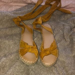Mustard yellow espadrilles sandals
